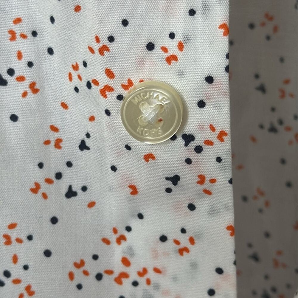 Michael Kors Men White with Dots Short Sleeve Button Up Shirt Size X-Small - Picture 5 of 6